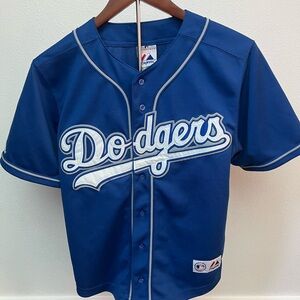 Vintage Los Angeles Dodgers MLB Majestic Blue Jersey Kids Size Medium 10/12